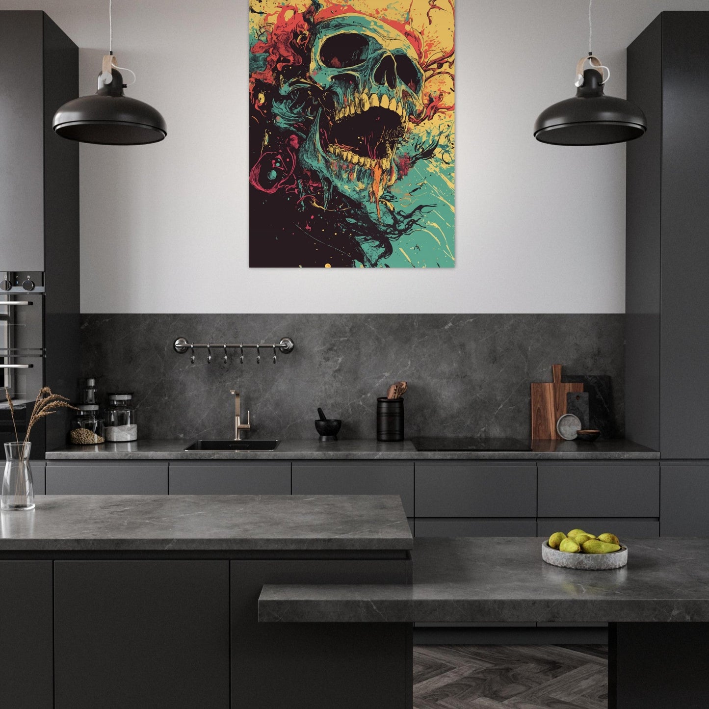 Vibrant skull art poster - Sillystroke