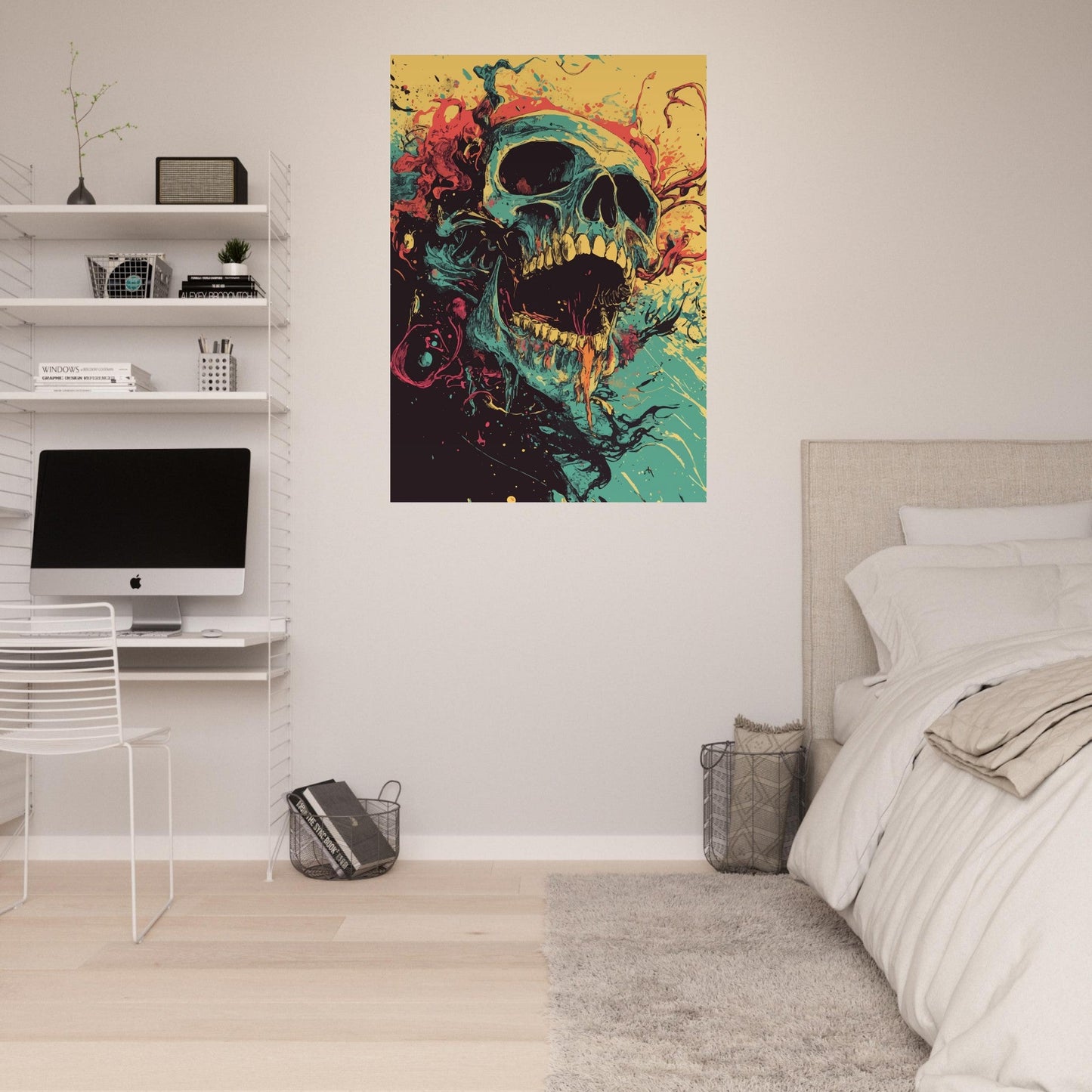Vibrant skull art poster - Sillystroke