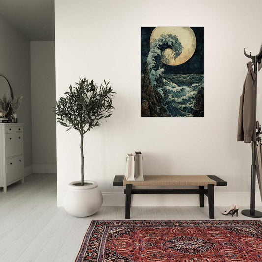 Wave crashing on rocks poster - Sillystroke