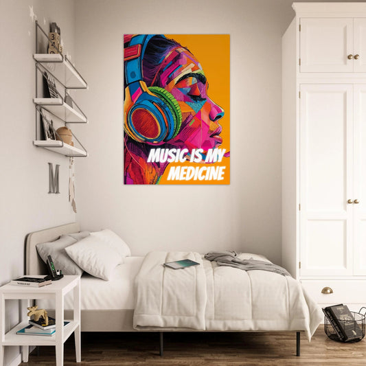Woman listening to music poster - Sillystroke