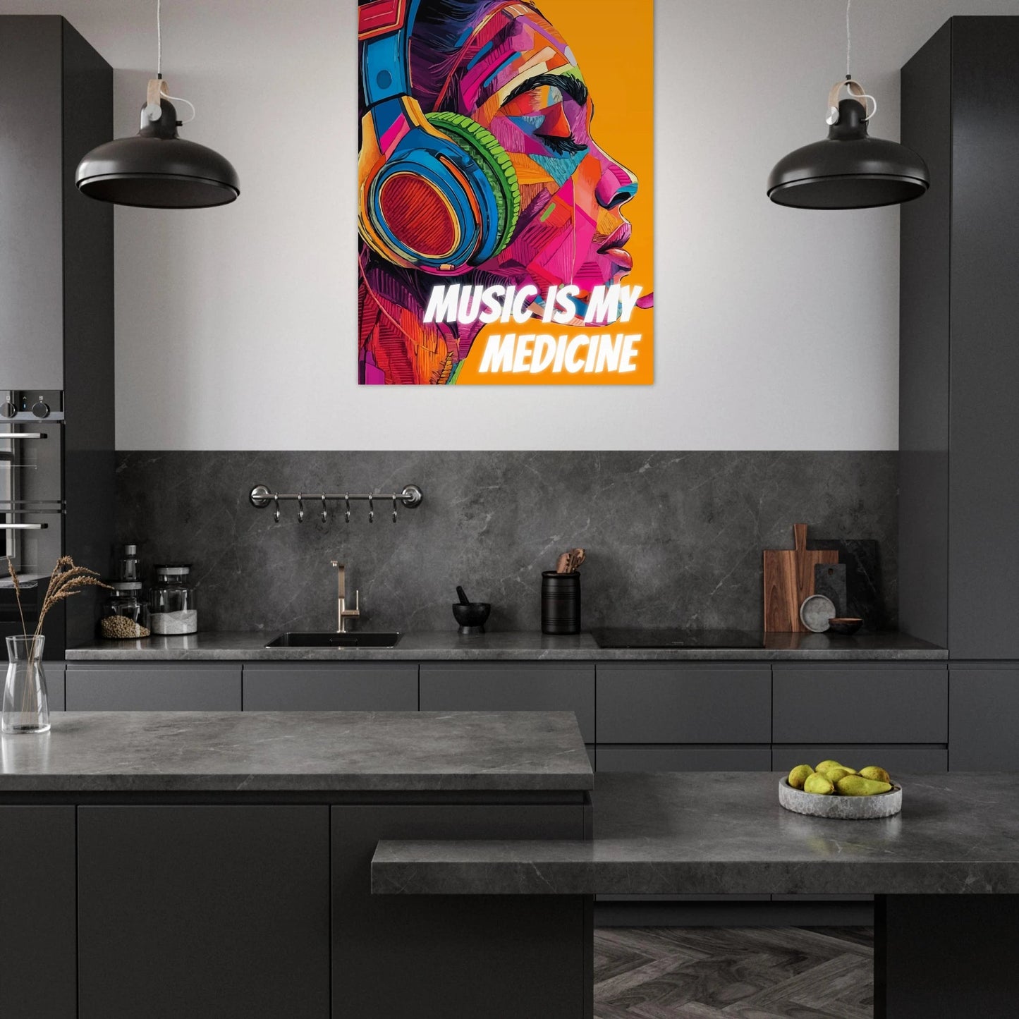 Woman listening to music poster - Sillystroke