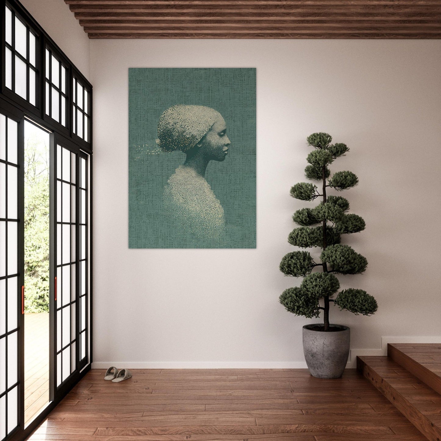 Artistic Pointillist Woman Poster - Sillystroke