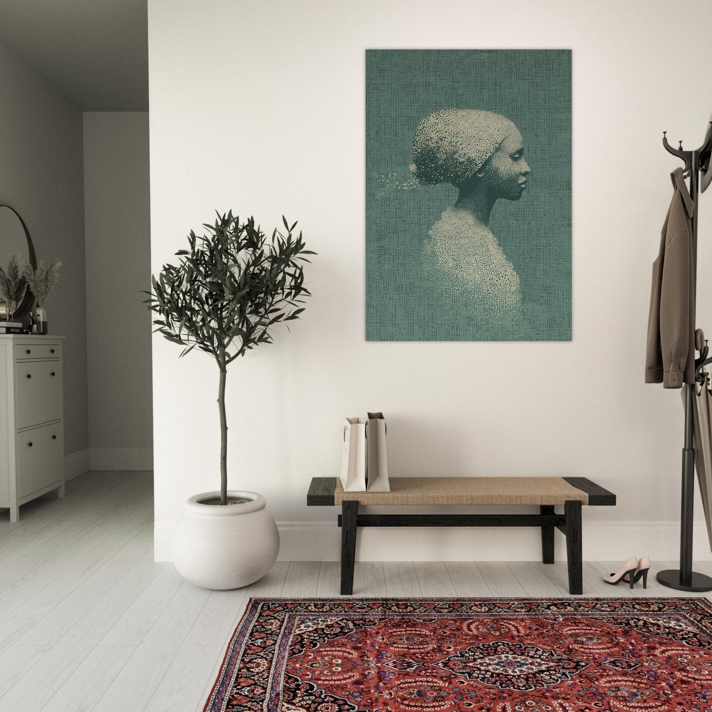 Artistic Pointillist Woman Poster - Sillystroke