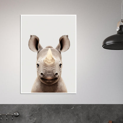 Baby Rhino Portrait Poster - Sillystroke