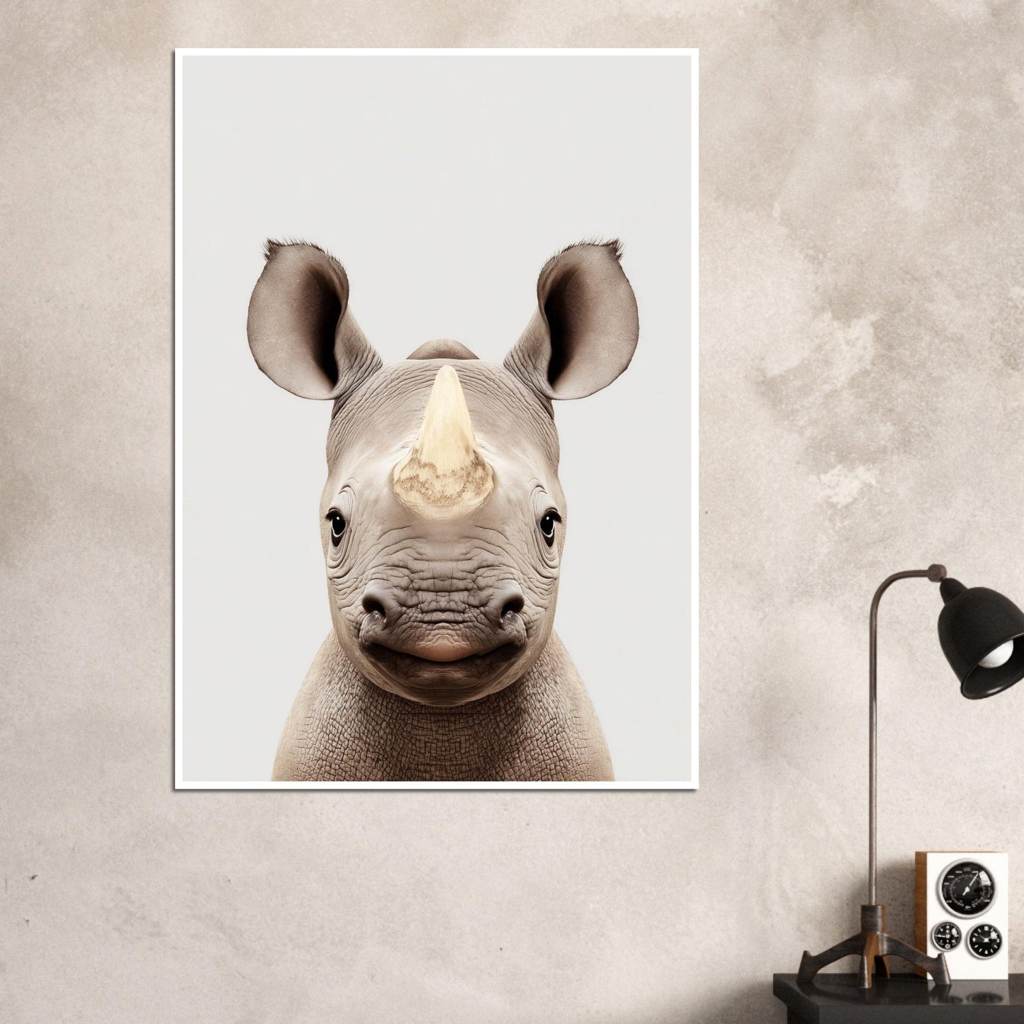 Baby Rhino Portrait Poster - Sillystroke