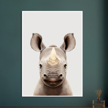 Baby Rhino Portrait Poster - Sillystroke