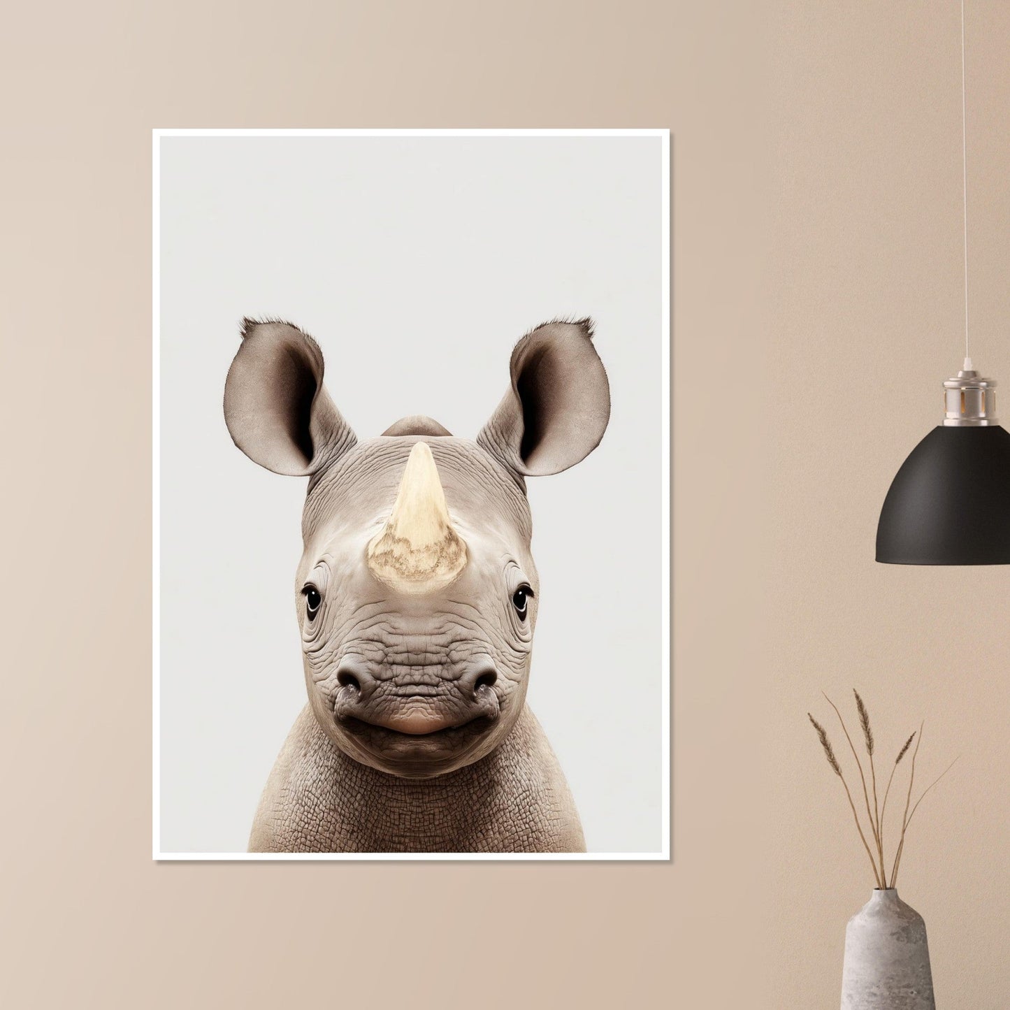Baby Rhino Portrait Poster - Sillystroke