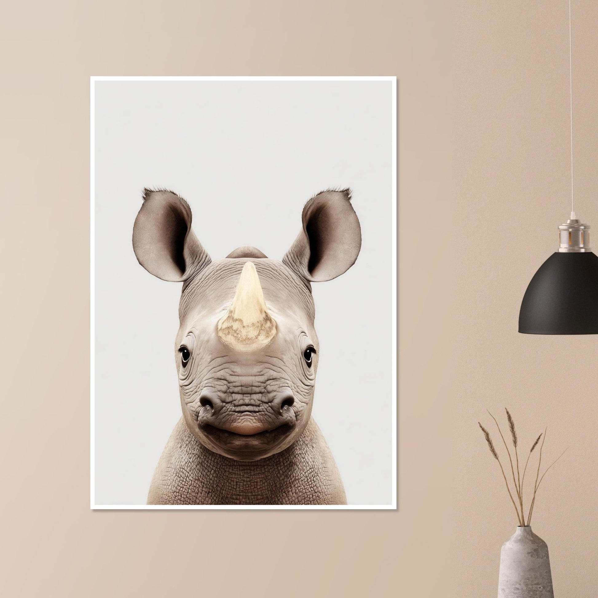 Baby Rhino Portrait Poster - Sillystroke