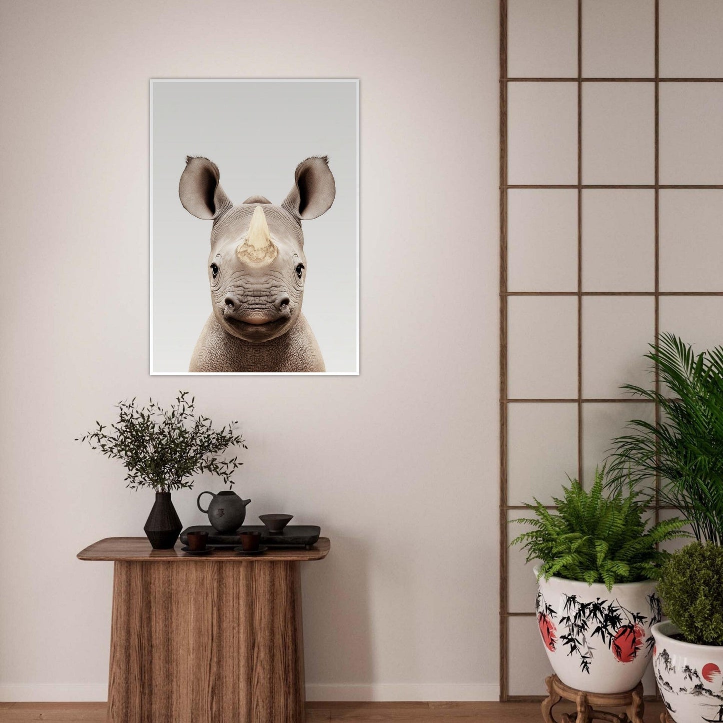 Baby Rhino Portrait Poster - Sillystroke