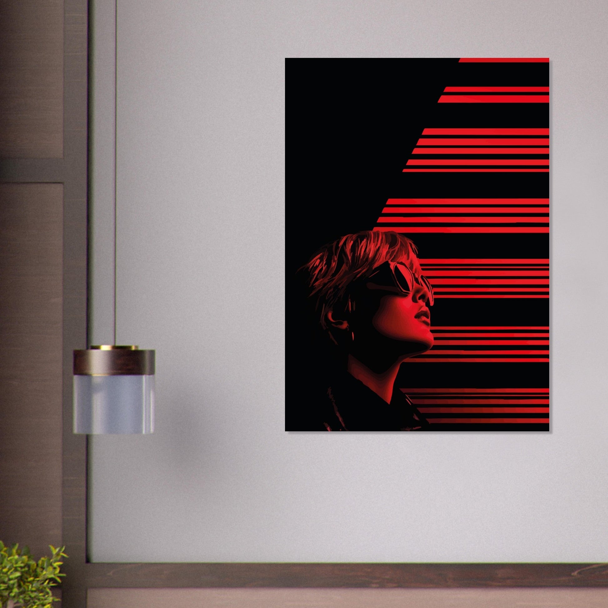 Black and red striped woman poster - Sillystroke