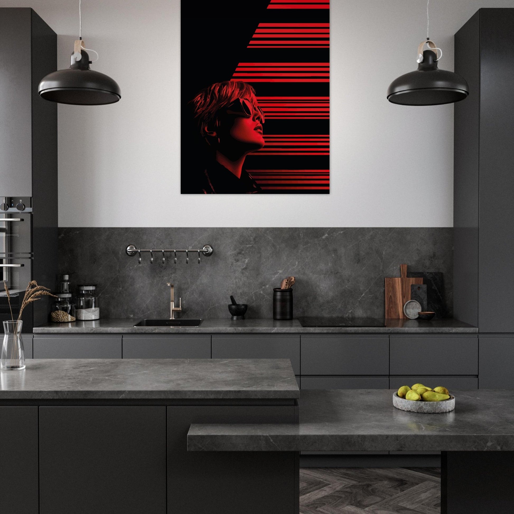 Black and red striped woman poster - Sillystroke