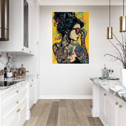 Bold Comic Pop Art Tattoo Woman Poster - Sillystroke