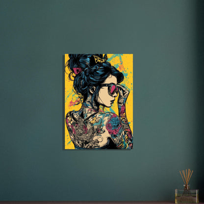 Bold Comic Pop Art Tattoo Woman Poster - Sillystroke