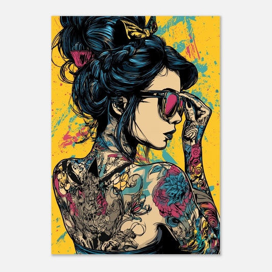 Bold Comic Pop Art Tattoo Woman Poster - Sillystroke