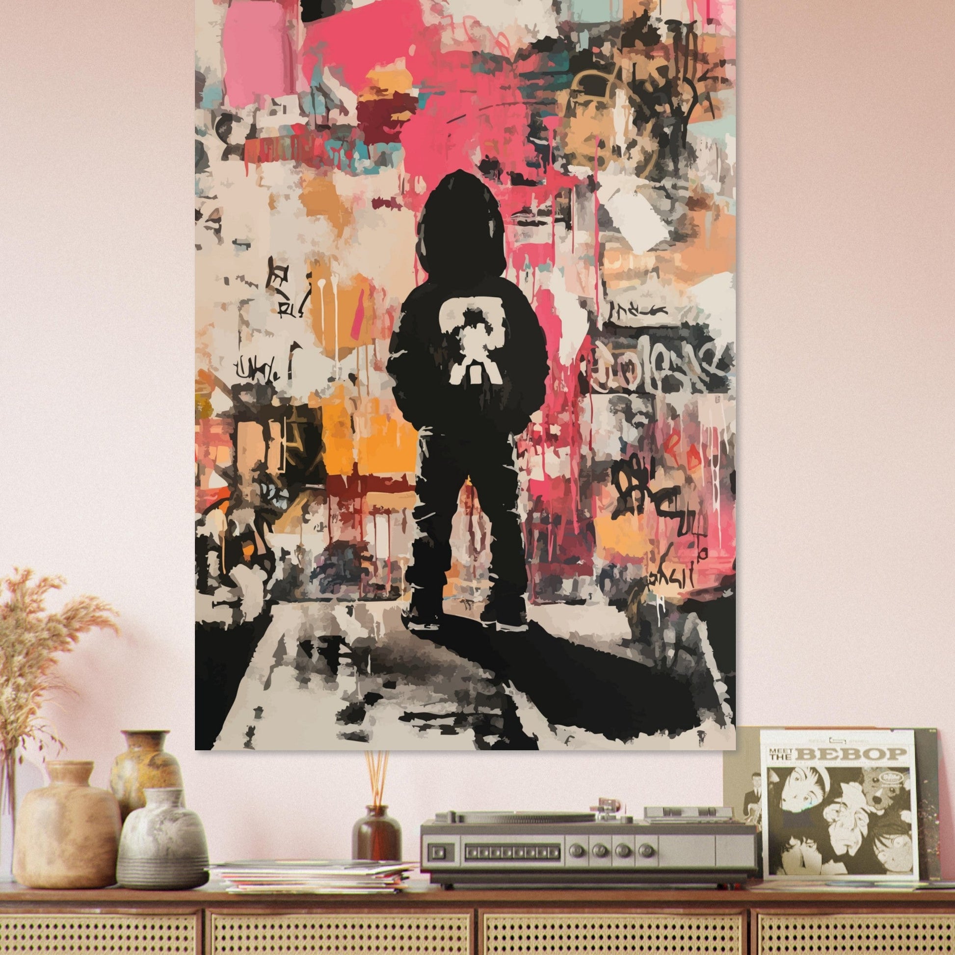 Boy gazing at street wall poster - Sillystroke