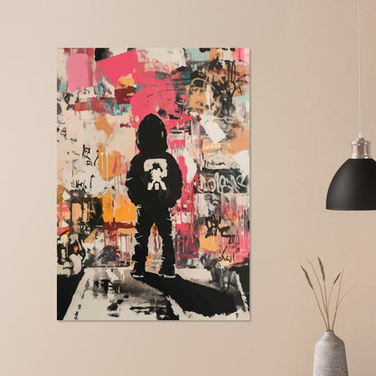 Boy gazing at street wall poster - Sillystroke