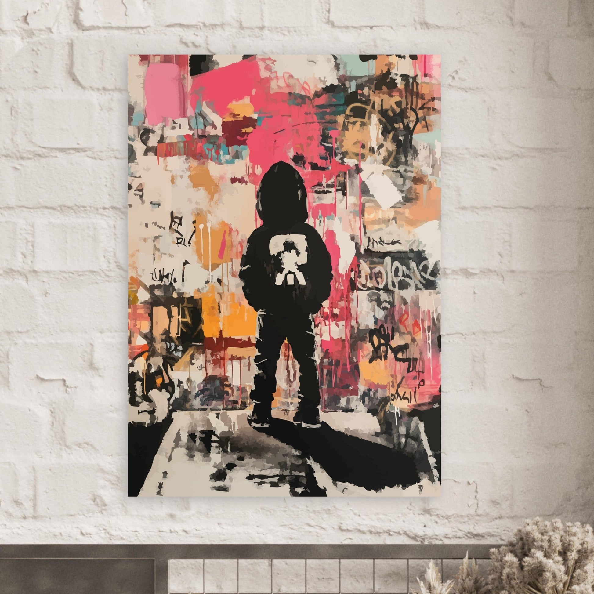 Boy gazing at street wall poster - Sillystroke