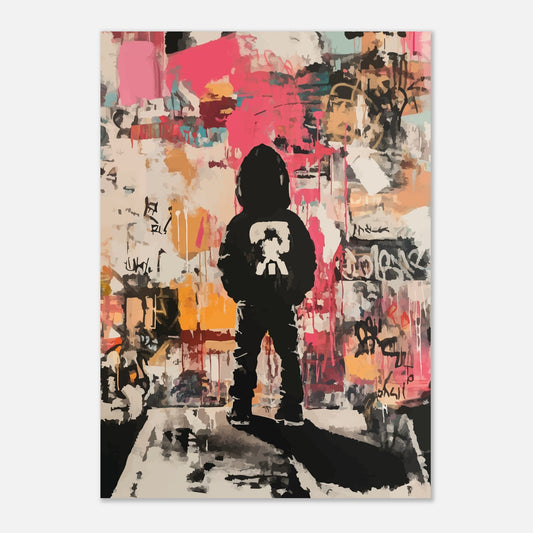 Boy gazing at street wall poster - Sillystroke