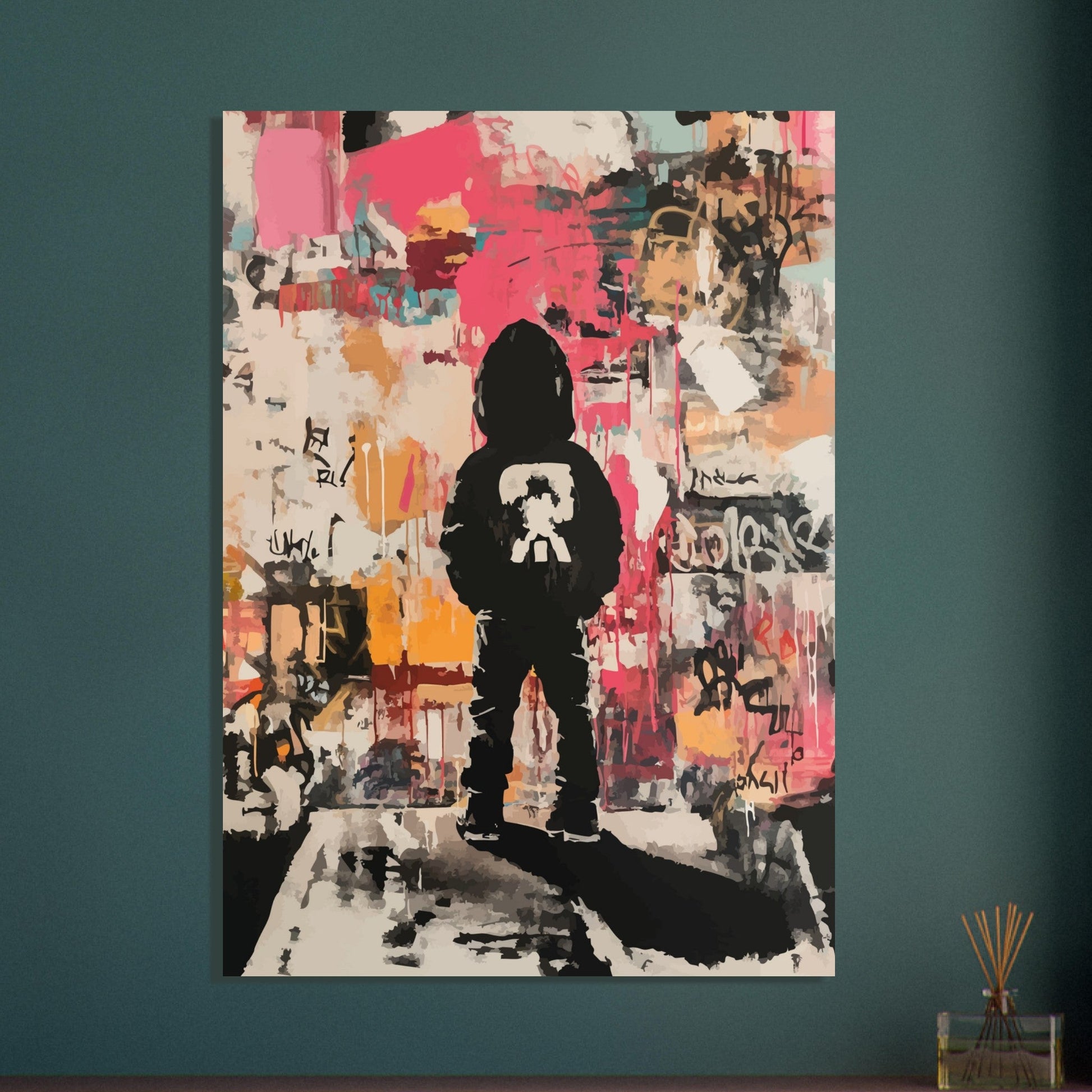 Boy gazing at street wall poster - Sillystroke