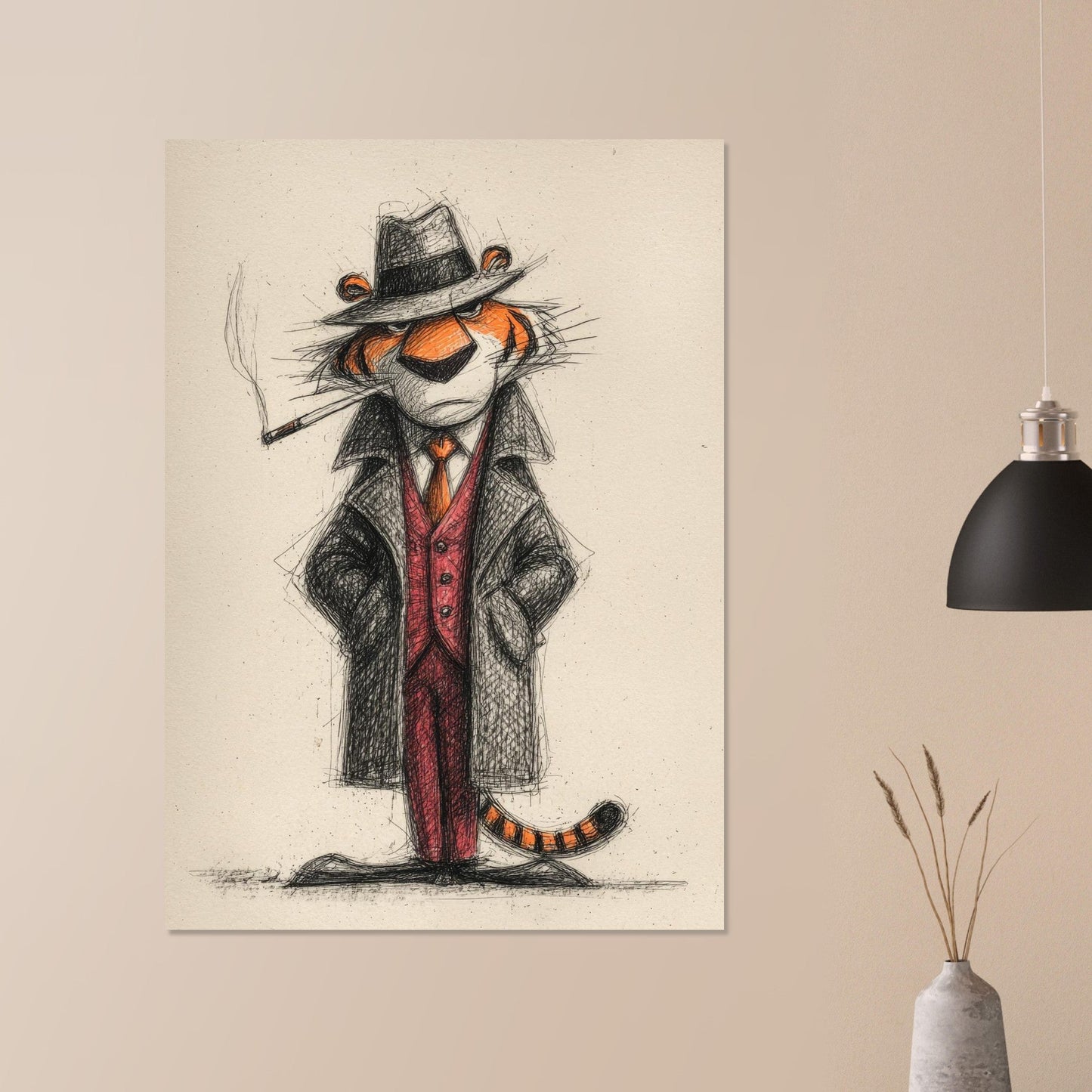 Cigar smoking tiger poster - Sillystroke