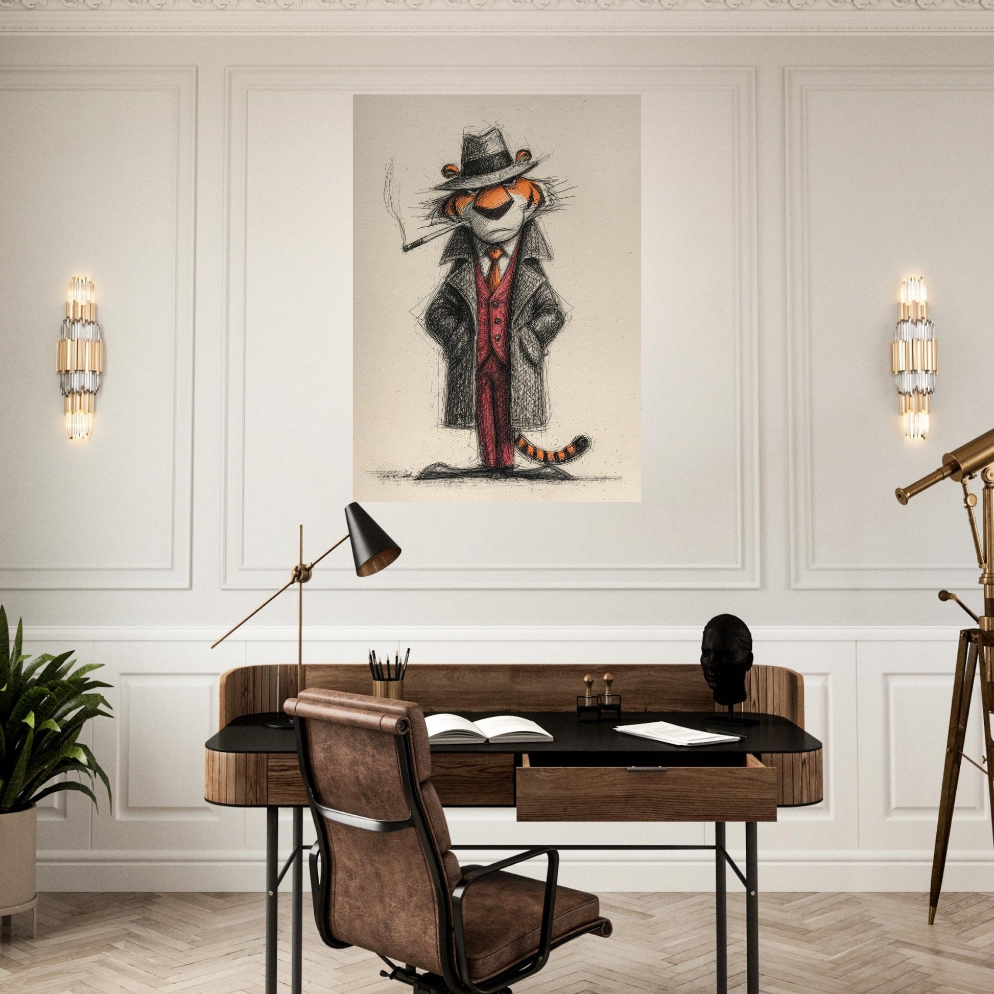Cigar smoking tiger poster - Sillystroke