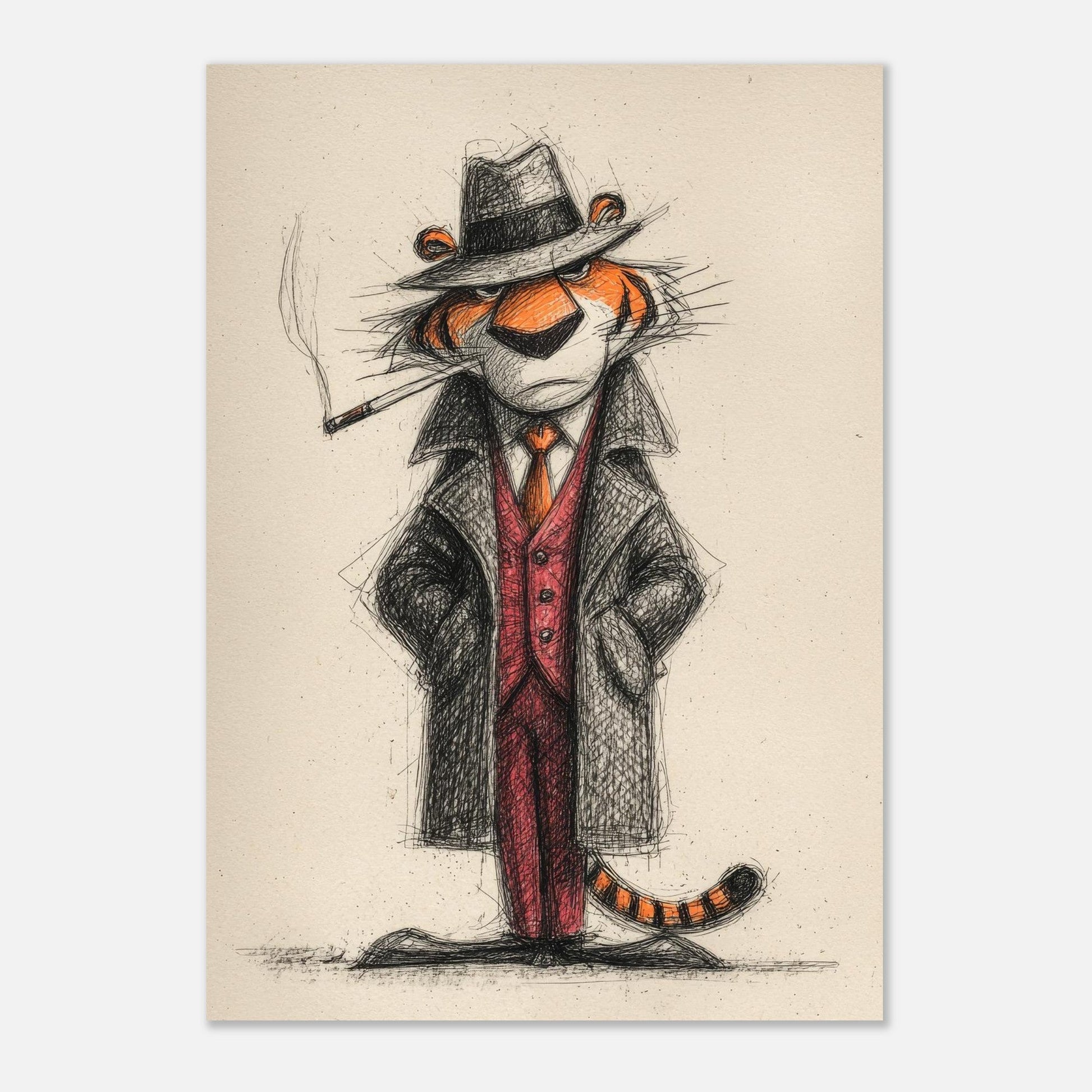 Cigar smoking tiger poster - Sillystroke