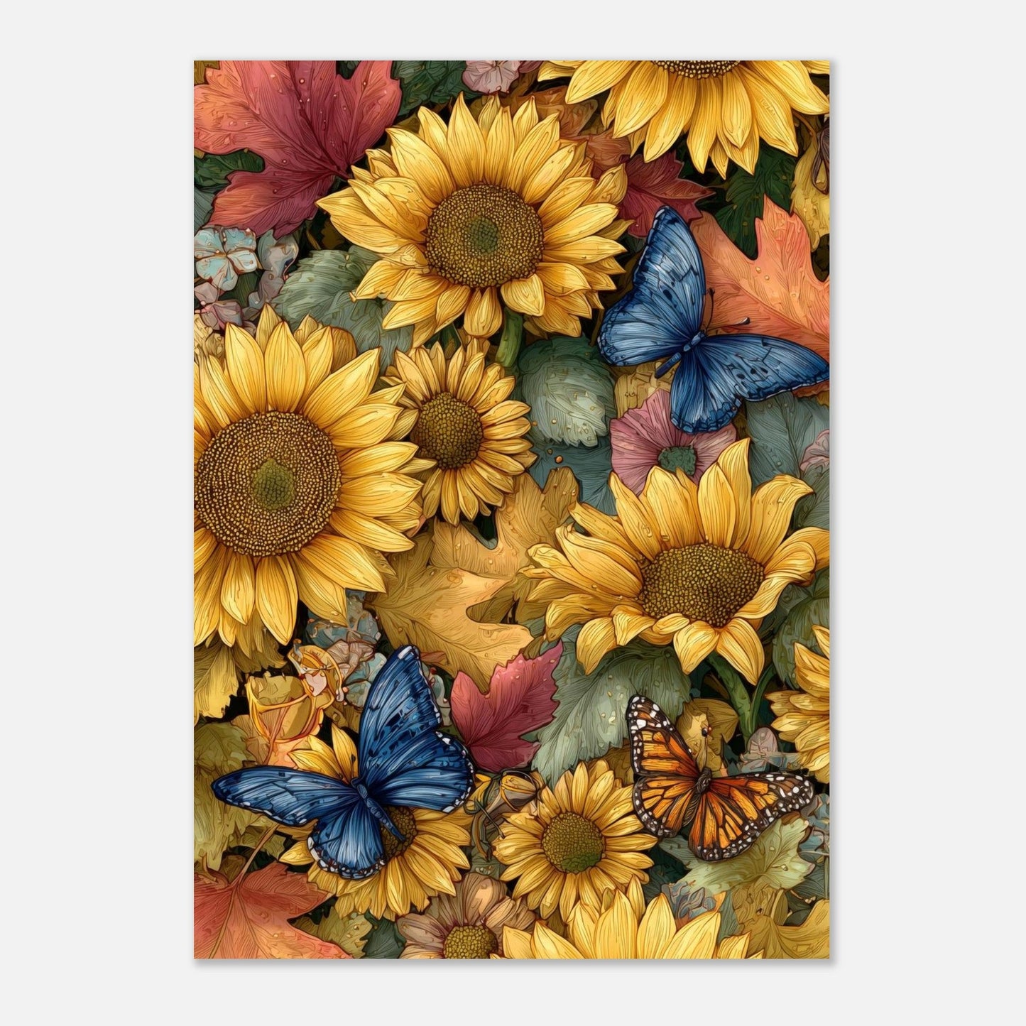 Colorful Flower & Butterflies Poster - Sillystroke