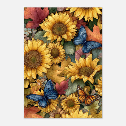 Colorful Flower & Butterflies Poster - Sillystroke