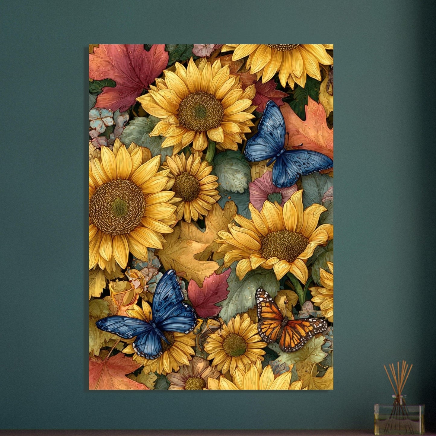 Colorful Flower & Butterflies Poster - Sillystroke