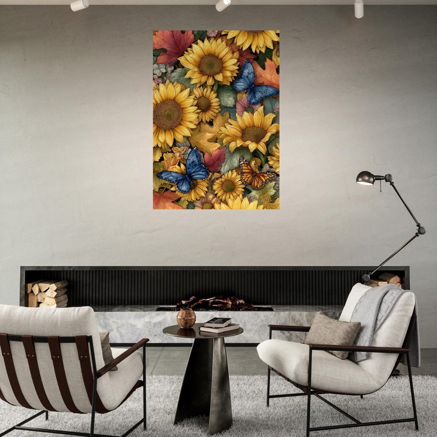 Colorful Flower & Butterflies Poster - Sillystroke