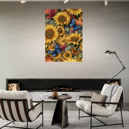 Colorful Flower & Butterflies Poster - Sillystroke