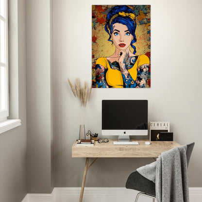 Comic Pop Art Tattoo Girl Poster - Sillystroke