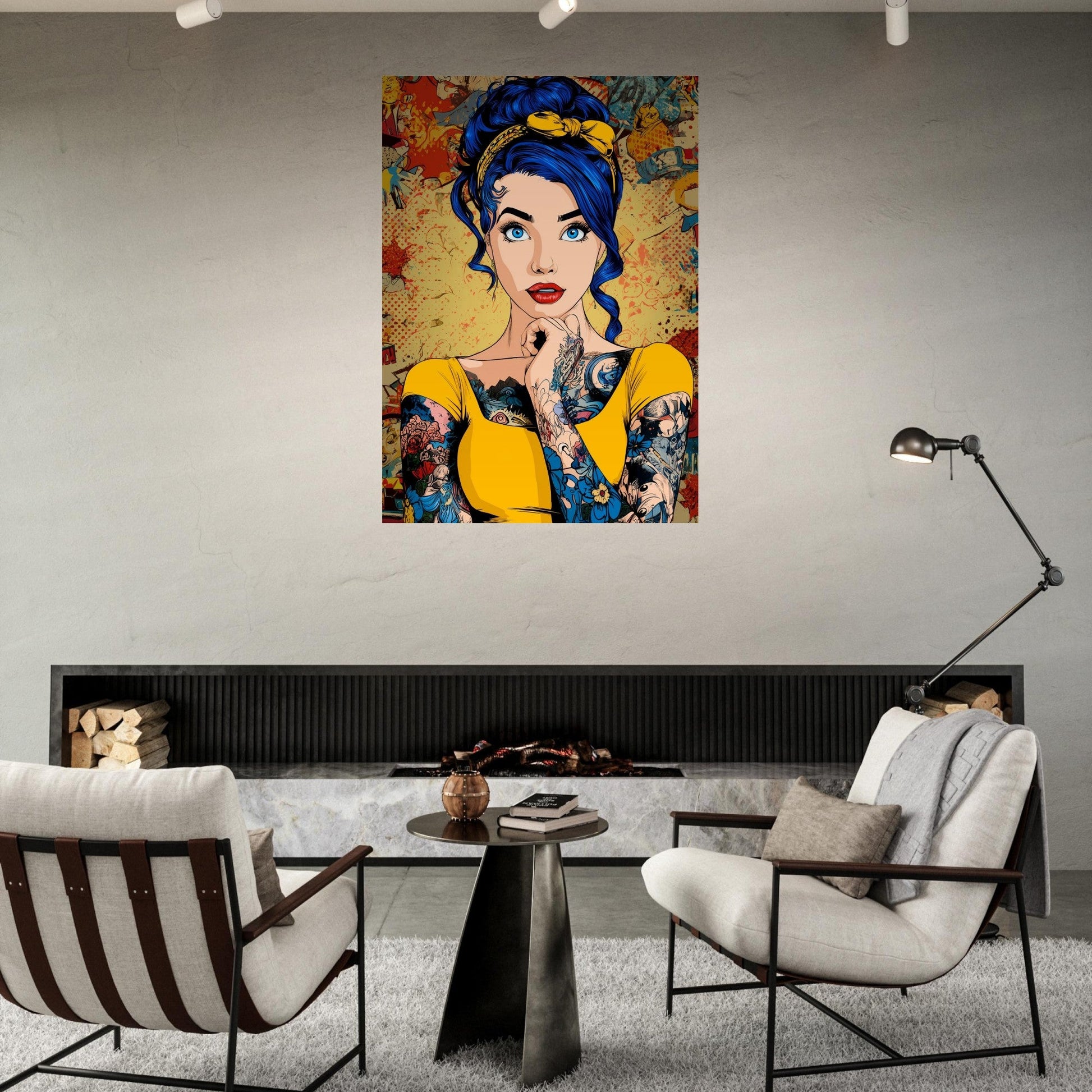 Comic Pop Art Tattoo Girl Poster - Sillystroke