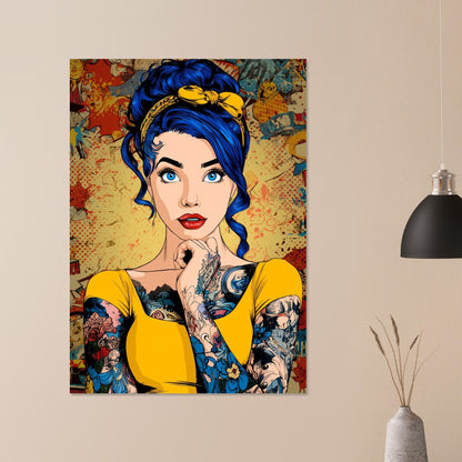 Comic Pop Art Tattoo Girl Poster - Sillystroke