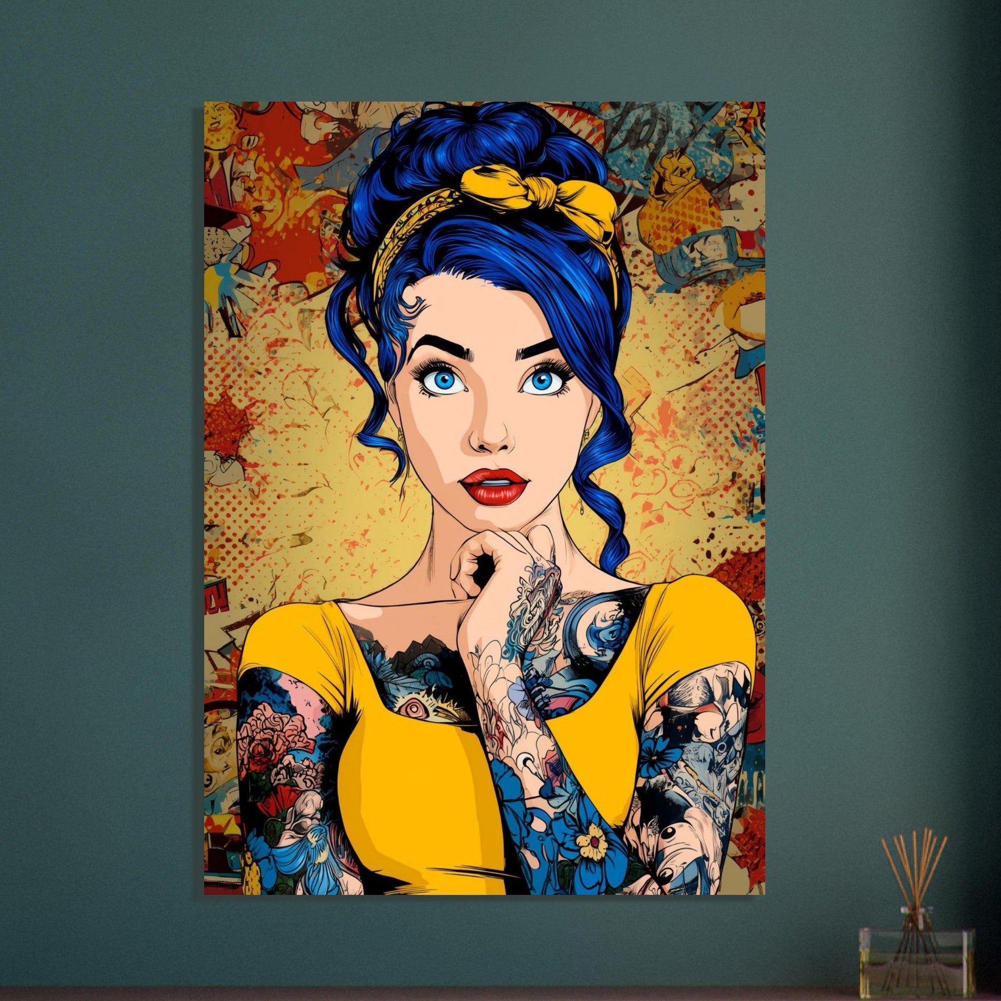 Comic Pop Art Tattoo Girl Poster - Sillystroke