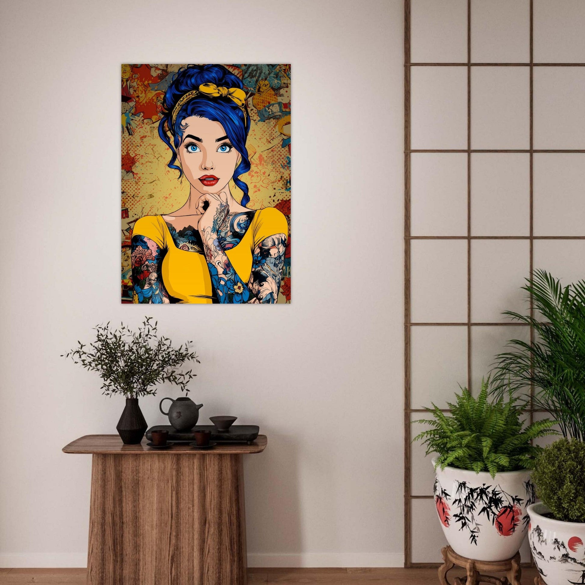 Comic Pop Art Tattoo Girl Poster - Sillystroke