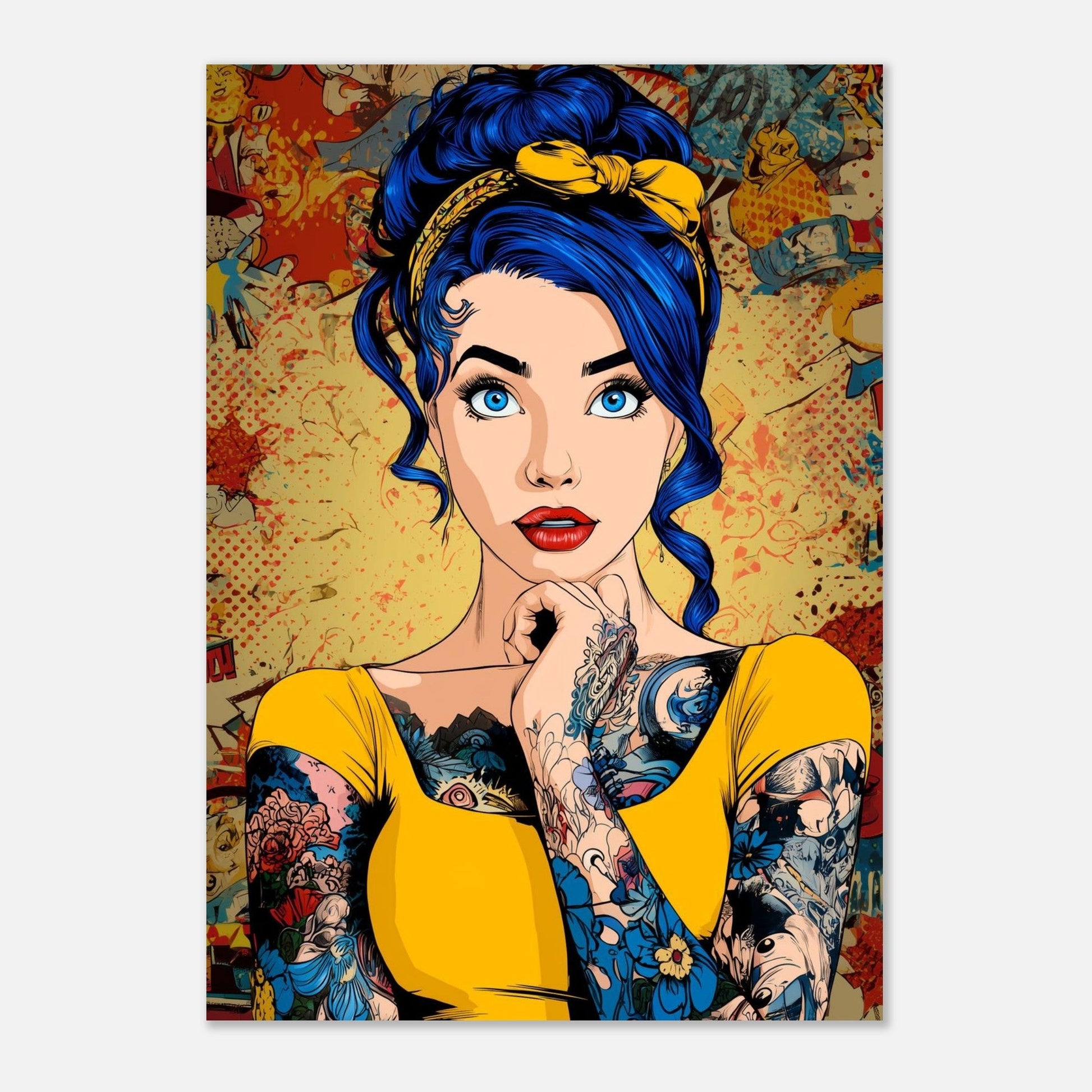 Comic Pop Art Tattoo Girl Poster - Sillystroke