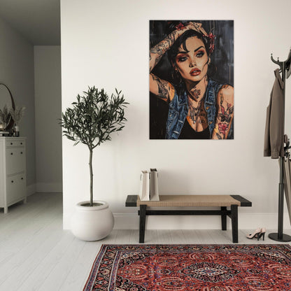 Denim tattooed woman poster - Sillystroke