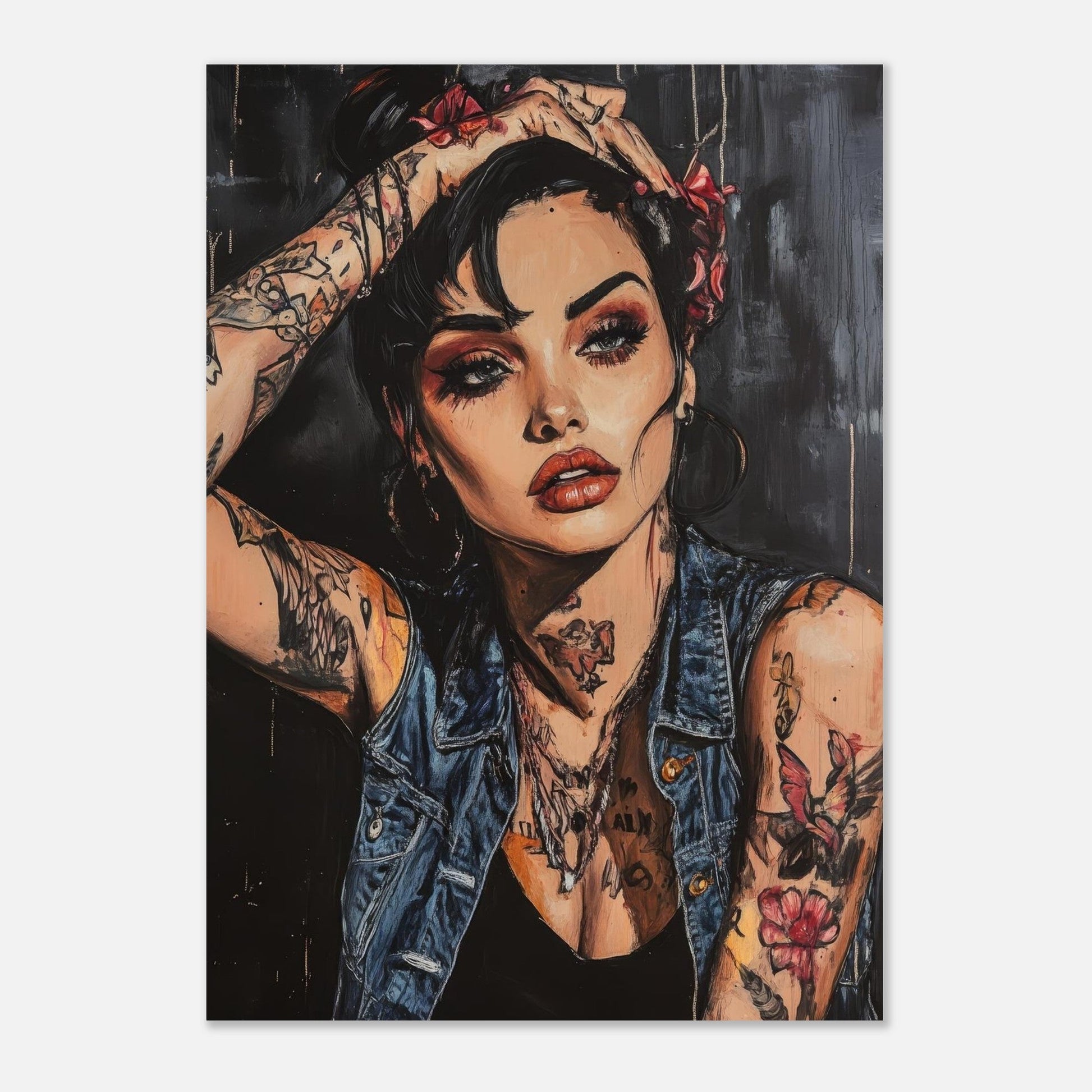 Denim tattooed woman poster - Sillystroke