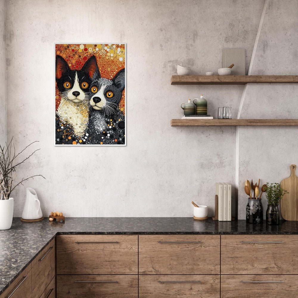 Dot art cats poster - Sillystroke