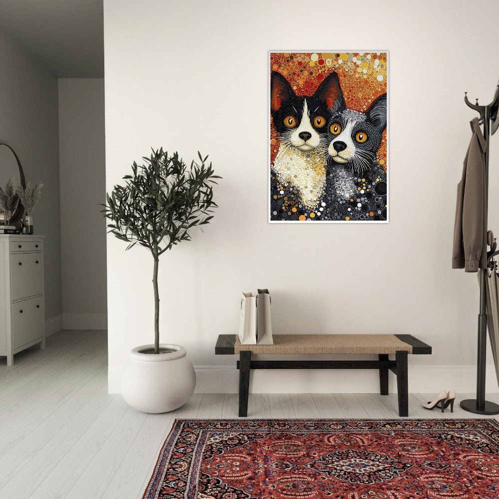 Dot art cats poster - Sillystroke
