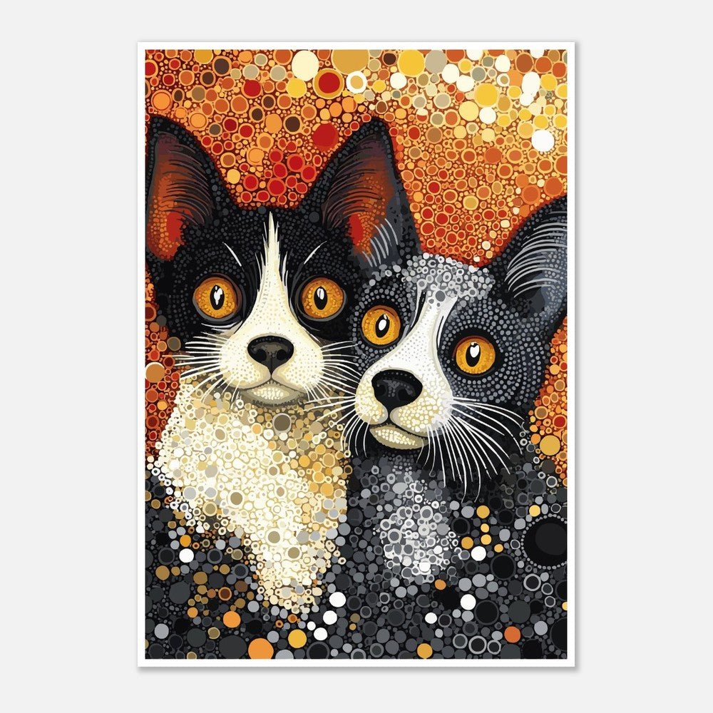 Dot art cats poster - Sillystroke