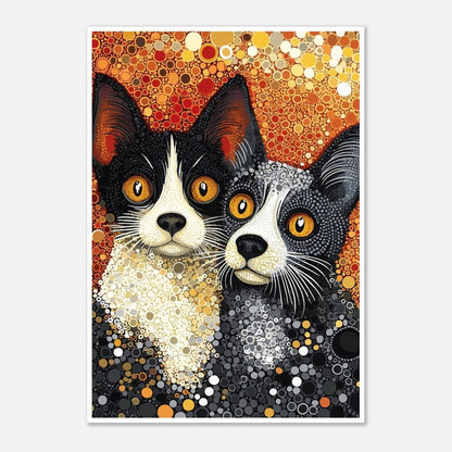 Dot art cats poster - Sillystroke