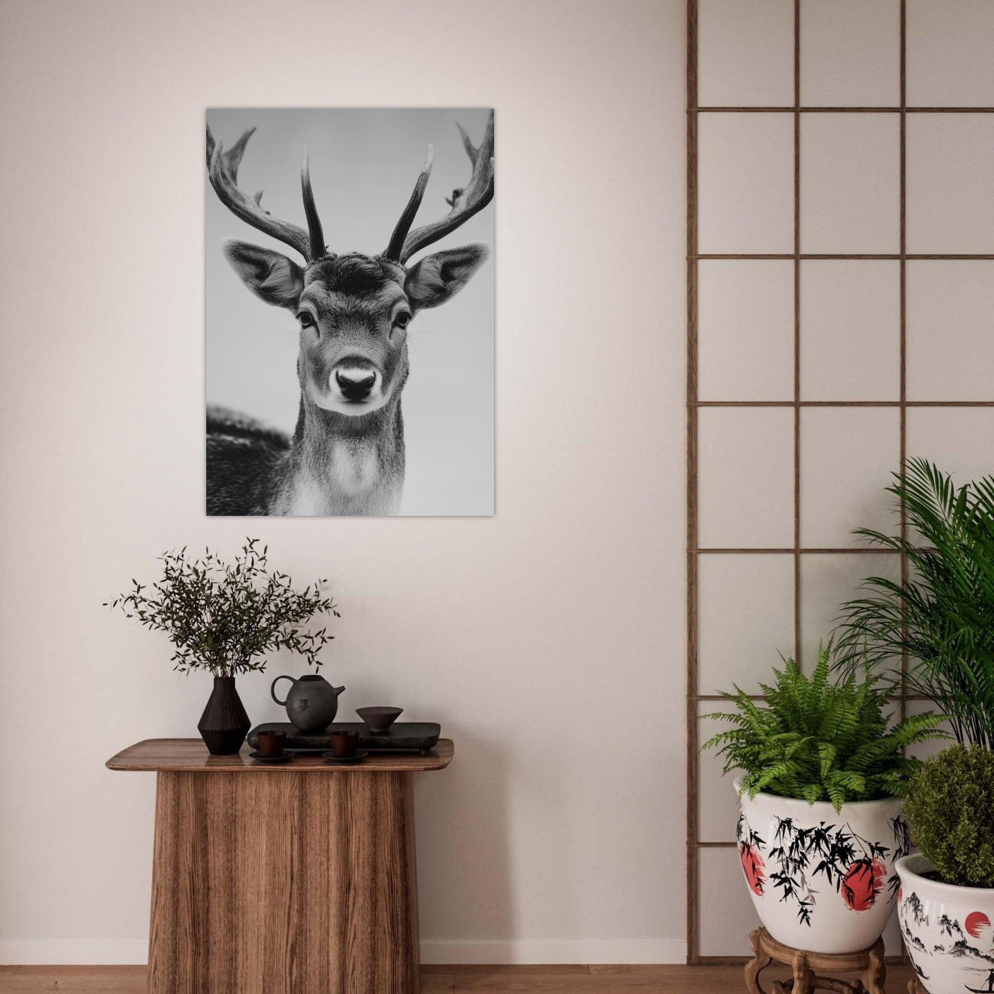 Elegant Black & White Deer Poster - Sillystroke