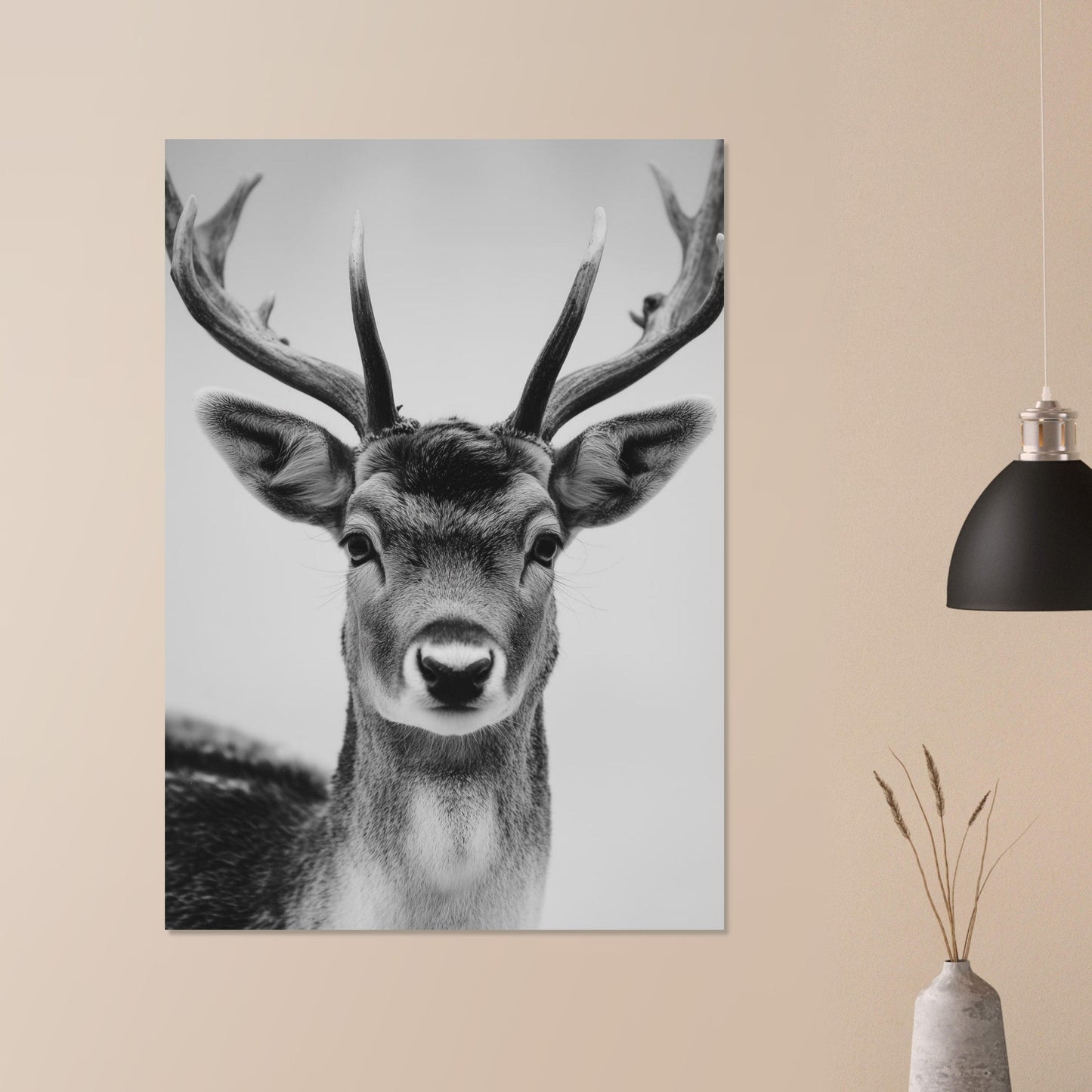 Elegant Black & White Deer Poster - Sillystroke