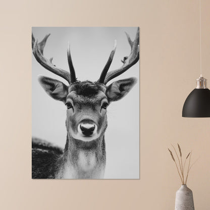 Elegant Black & White Deer Poster - Sillystroke
