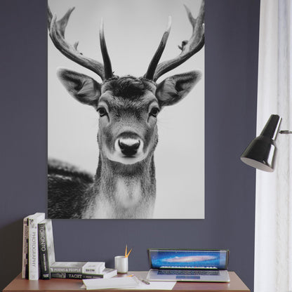 Elegant Black & White Deer Poster - Sillystroke