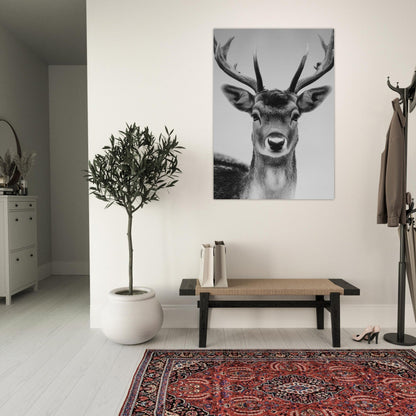 Elegant Black & White Deer Poster - Sillystroke