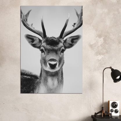 Elegant Black & White Deer Poster - Sillystroke