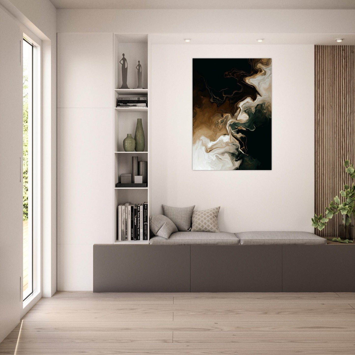 Gilded Drift Fluid Abstraction Poster - Sillystroke